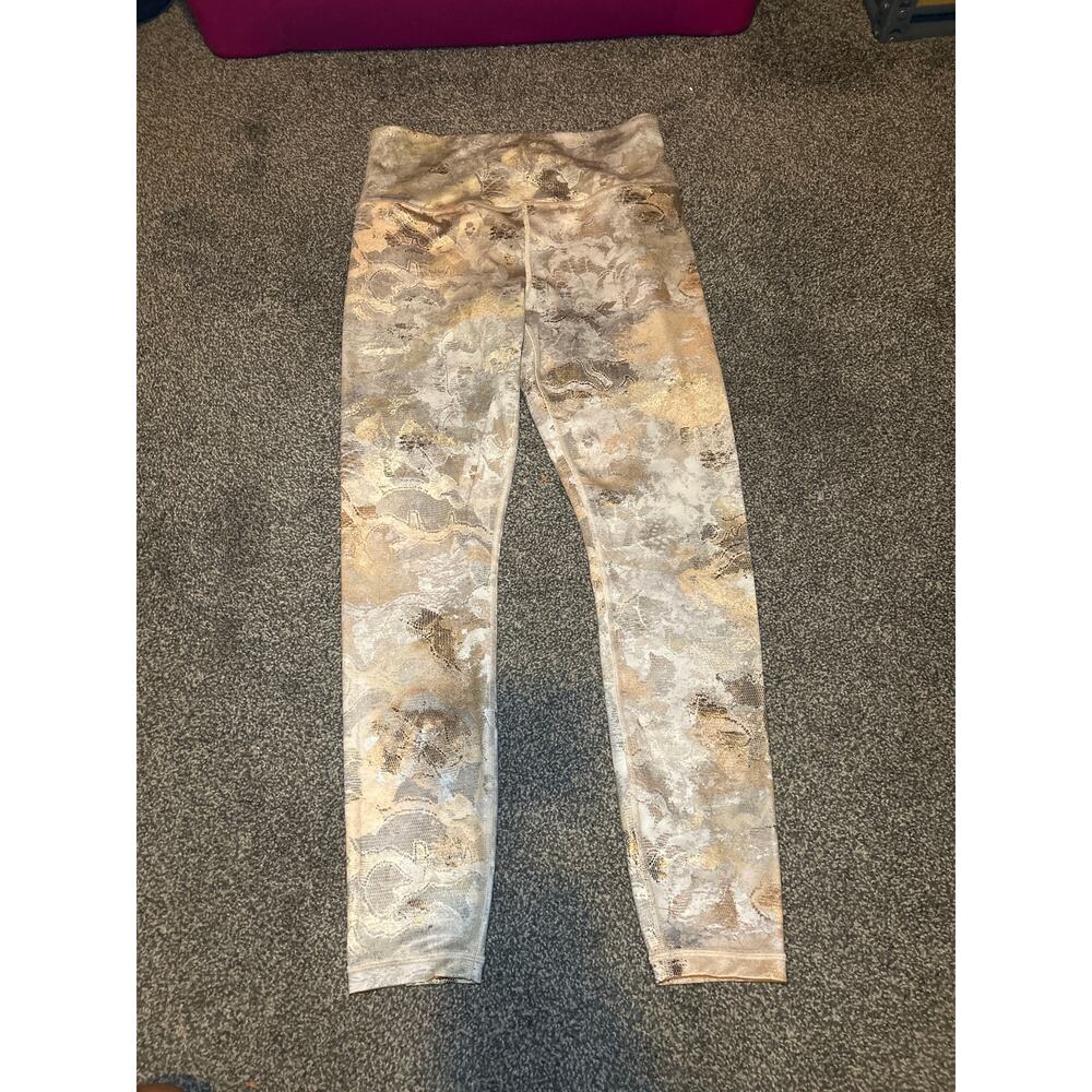 Athleta Legging Womens MGold Metallic Gilded Elation Tight High Rise Shiny